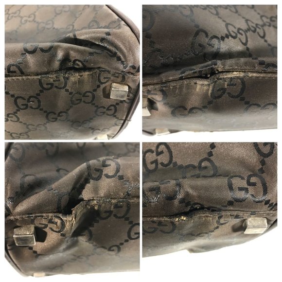 325174F V Gucci Shoulder Bag GG Boston Black Nylon - Picture 9 of 12